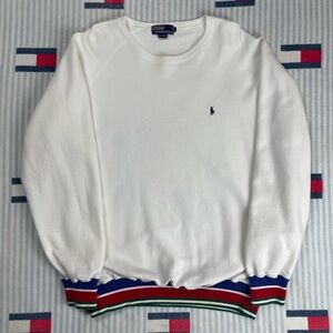 Vintage Polo By Ralph Lauren multi color cuff Crewneck Sweatshirt